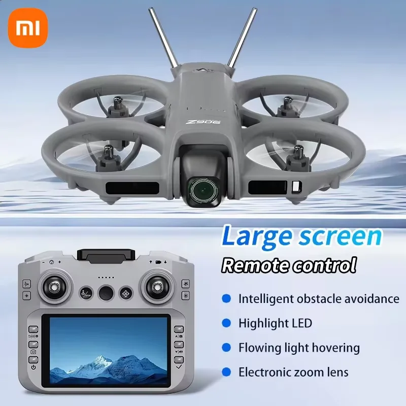 Drone Z906 4K 6K 8K HD avec écran en vol, capturant des images aériennes.