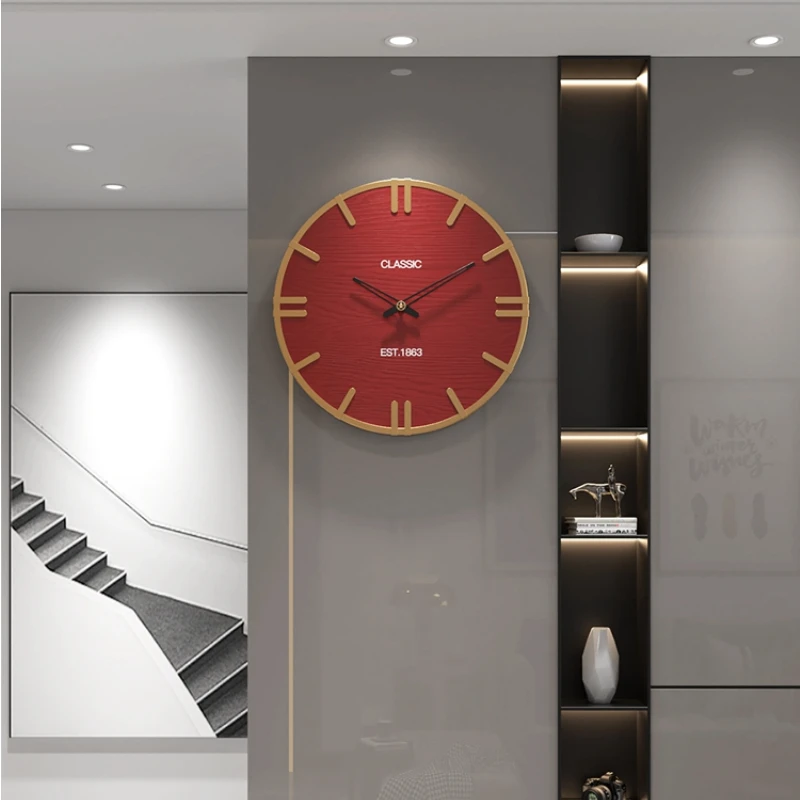 

35cm Nordic Circular Wall Clock Modern Wall-mounted Mute Clock Living Room Personality Round Watch Home Dining High-end Clock