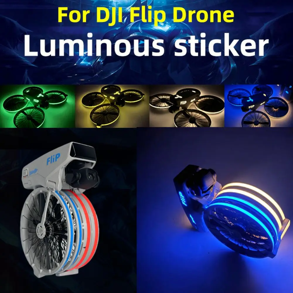 Anti-Scratch Drone Luminous Stickers Waterproof Removable Color Change Sticker Night Drone Warning Safety for DJI Flip