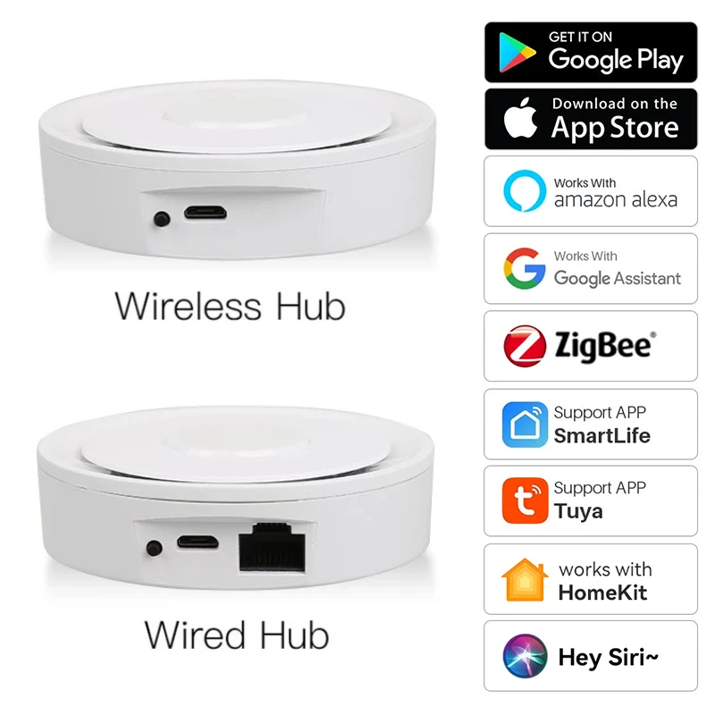 

Homekit Tuya Zigbee Gateway Zigbee 3.0 Hub Smart Life Remote Control Siri Alexa Google Home Voice Control Smart Bridge