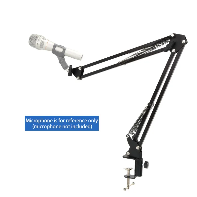 Scissor arm bracket with adjustable microphone stand for USB microphones and live microphones, compact microphone stand for