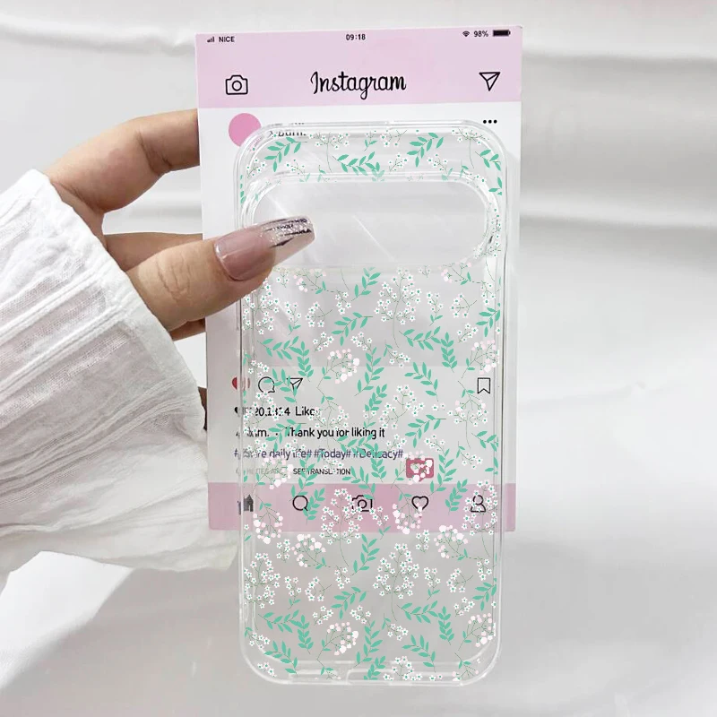 Fresh Small Flower Graphic Silicone Phone Case - Soft Transparent Back Cover