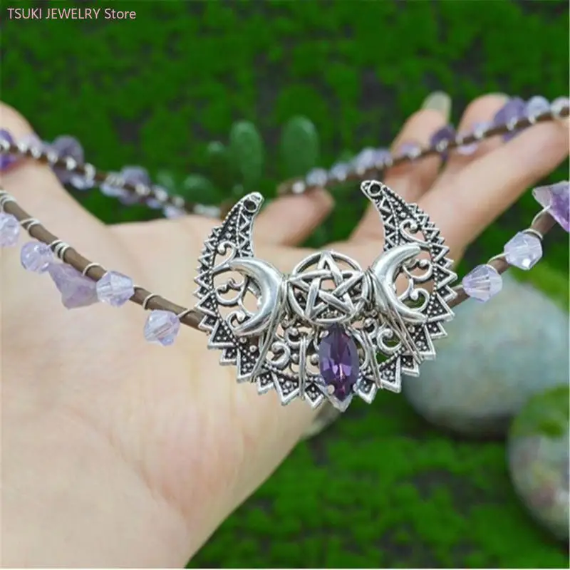 62KE Elegantes Kristall-Stirnband für Halloween für Bühnenauftritte und Kostümpartys. Tragen Sie Geschenke für Jungen und – Detail 9