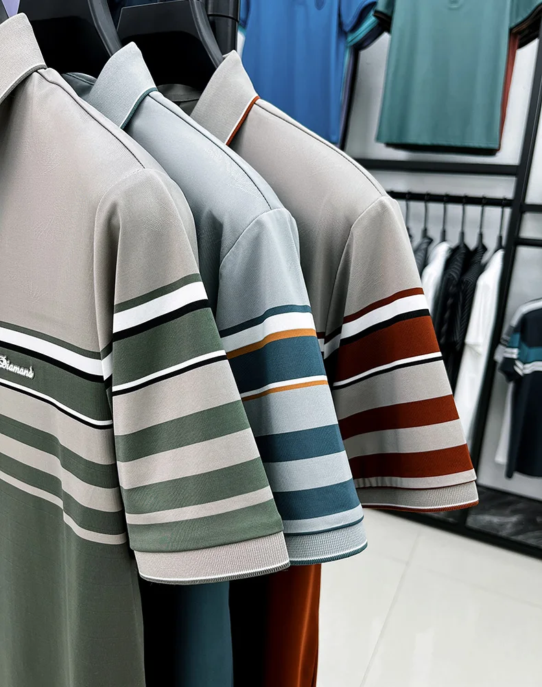 Advanced letter decal men short sleeve T-shirt light luxury brand fashion striped color blocked summer breathable new polo shirt 25 Sacd2d7e6ddb64e3c8638cd007e407002S