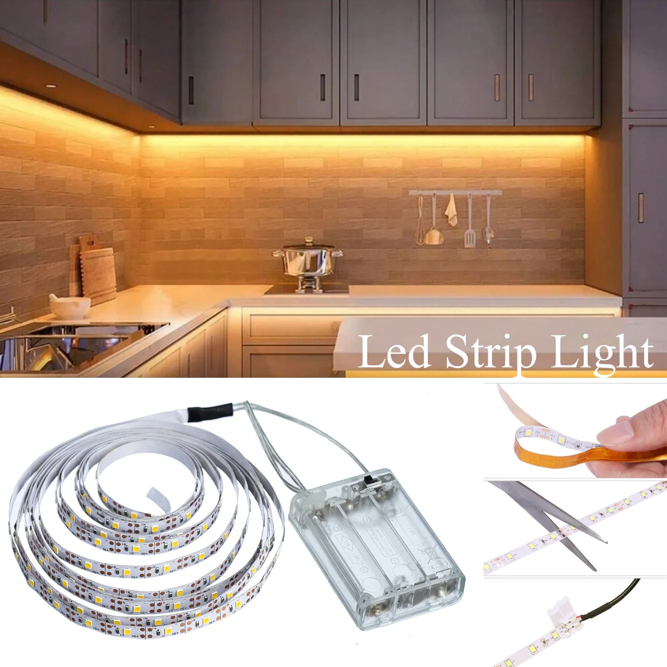 รูปสินค้า LED Strip Light ยืดหยุ่น WARM White พร้อมแบตเตอรี่ 3AA