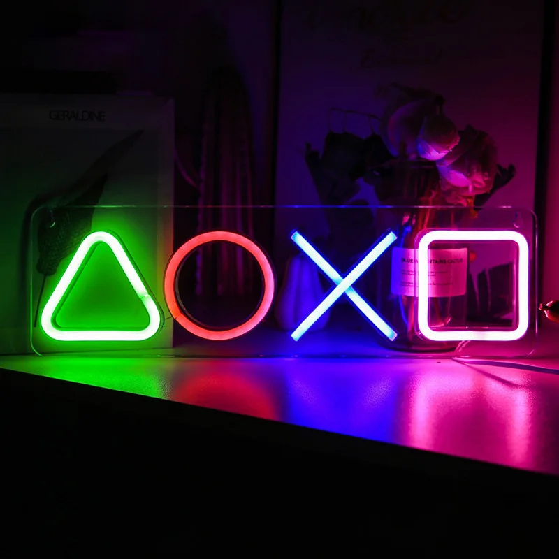 

Game Icon Neon Sign Light LED Neon Lamp Wall Hanging Atmosphere Night Light for PS4 Game Room KTV Bar Decoration Birthday Gifts