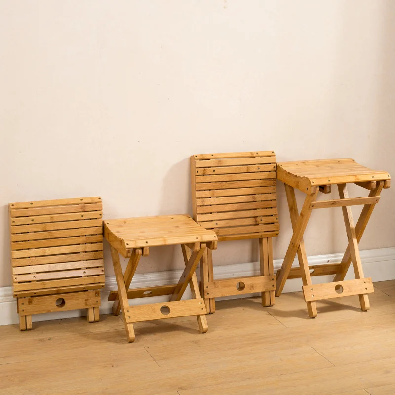 Folding Chair Collapsible Bamboo Stool Portable Fold Away Beach Chair Bamboo Stool Seat Shoe Changing Stool Home Furniture