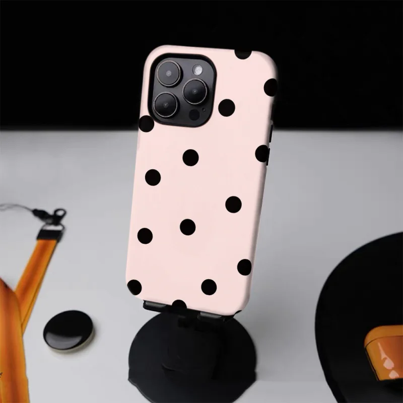 Stylish Polka Dots Pattern Phone Case - 2-in-1 Tough Glossy Design