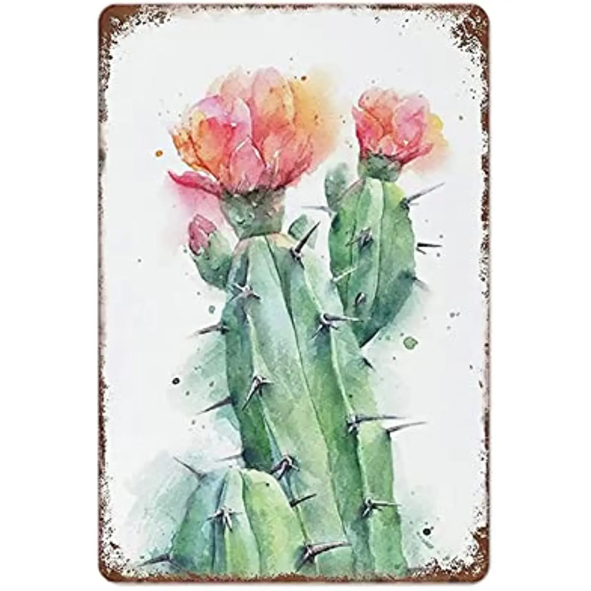 

New Metal Tin Sign Vintage Novelty Watercolor Cactus Green Plant Plaques for Home, Living Room, Garden, Bedroom, Office