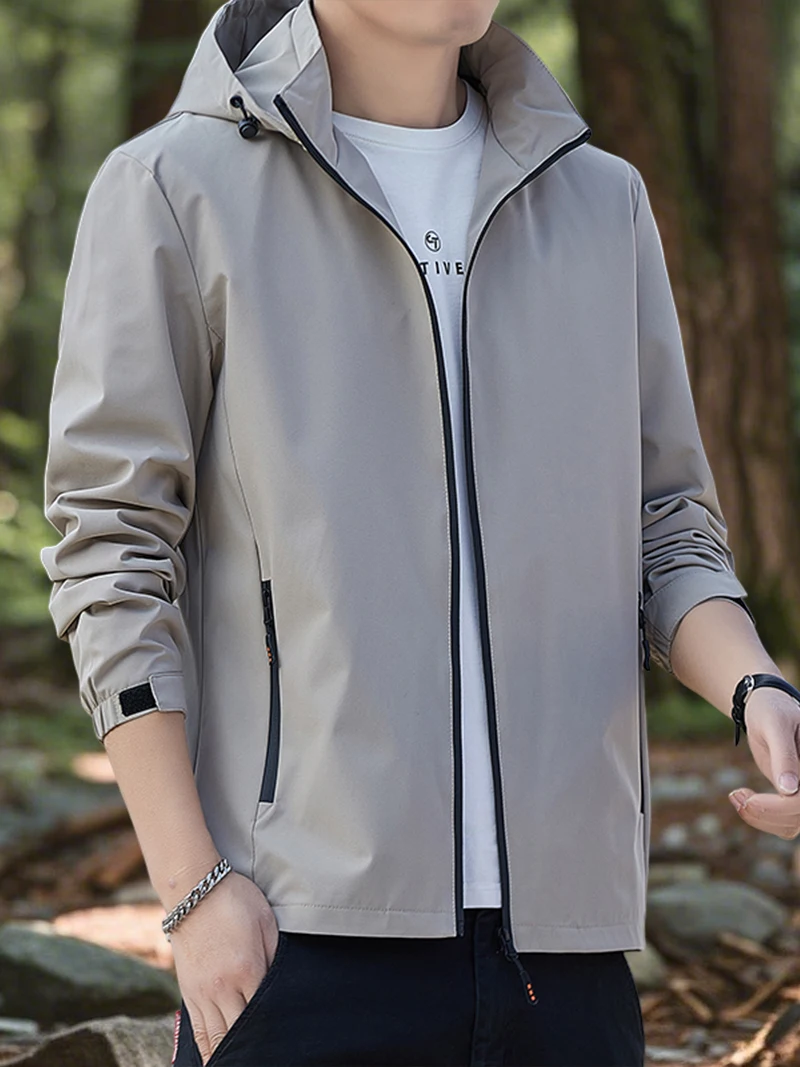 Men's Jackets Outdoor Waterproof Softshell Jacket Hood Men Hiking Camping Outerwear Lightweight Coats Spring and Autumn Hiking Jackets Waterproof Hiking Jackets Waterproof Jacket Waterproof Coats Softshell Jackets