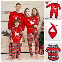Mom Dad Kids 2 Pieces Pajamas Set Baby  Casual Loose Sleepwear Xmas Family Look Pyjamas Christmas Family Matching Outfits 1