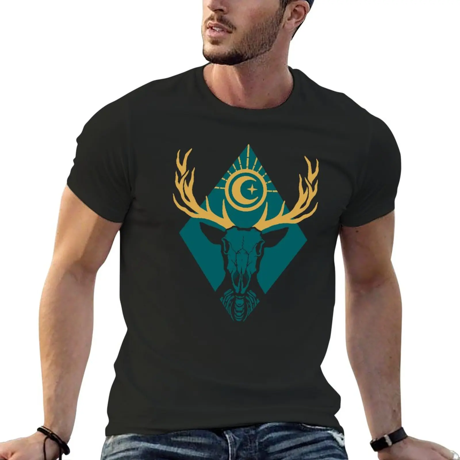 

New Night Deer T-Shirt man clothes black t shirt mens champion t shirts