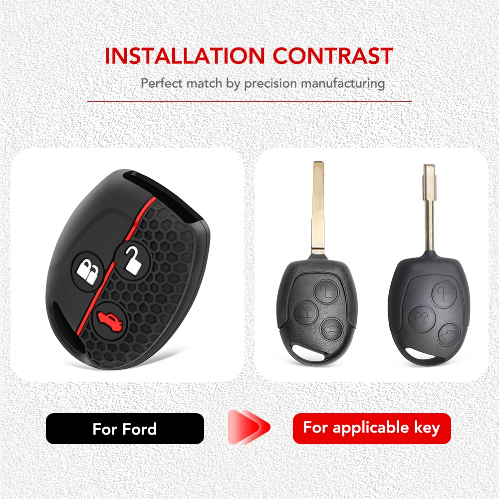 Key Case Cover Car styling Silicone car key fob case cover sticker set protector ford Mondeo Fiesta Focus C-Max KA GALAXY remote holder