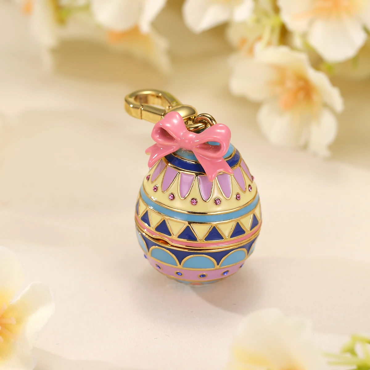 Fashion Openable Princess Enamel Bow Easter Egg Pendant Necklace for Women Sweet Party Jewelry Keychain Pendant Valentine Gift 2