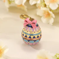 Fashion Openable Princess Enamel Bow Easter Egg Pendant Necklace for Women Sweet Party Jewelry Keychain Pendant Valentine Gift 2