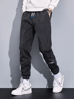 Spring Autumn Plus Size Baggy Jeans Men Black Blue Stretch Cotton Denim Joggers 4