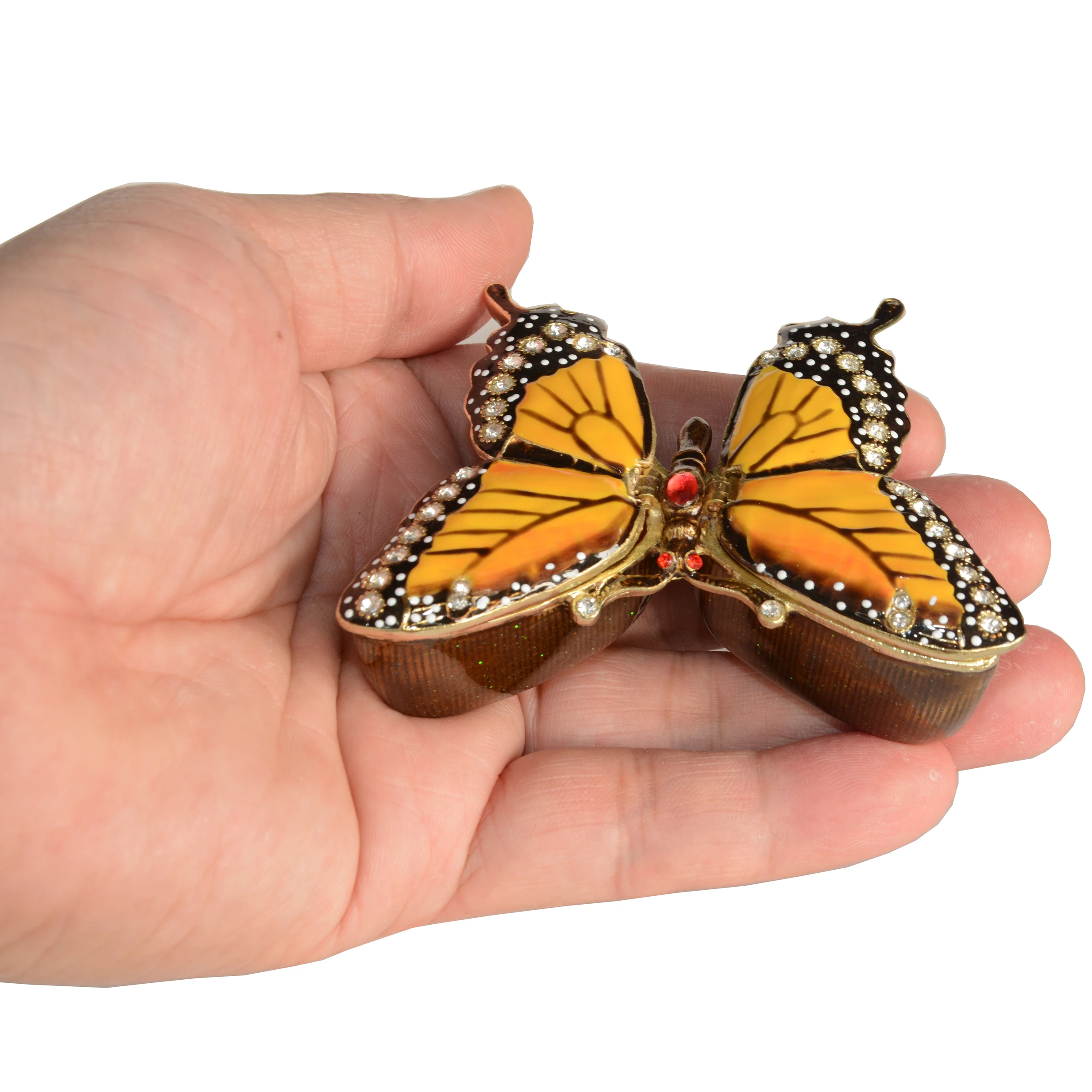 Butterfly Trinket Box, Hinged Enamel, Made with Crystals, Birthday Gifts