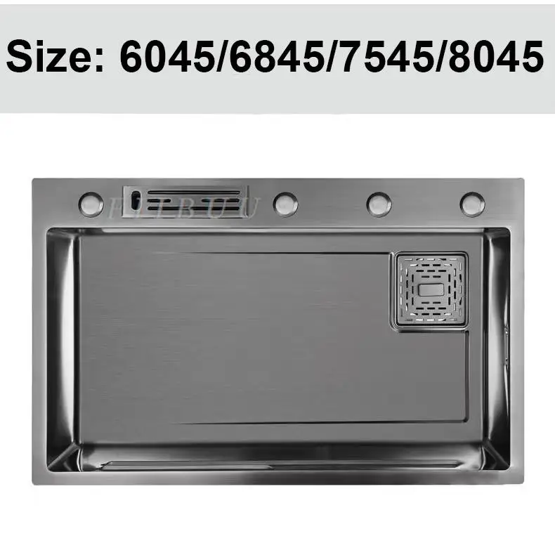 Waterfall Kitchen Sink Topmount Single Bowl Wash Basin Stainless Steel Workstation with Drain Accessories Knife Holder Faucet 6