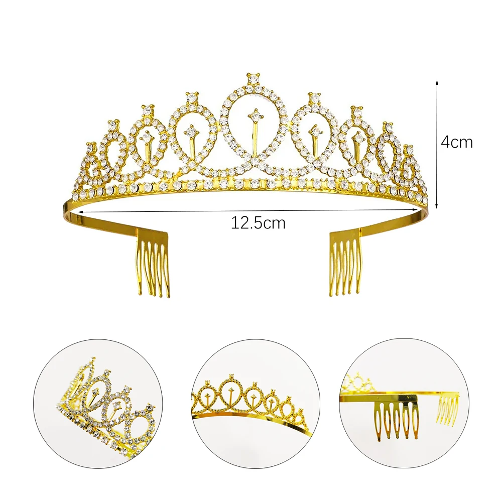 Rose Gold Glitter Birthday Satin Sash Bling Crystal Crown Birthday Queen Girls Tiara Shoulder Strap Birthday Party Decoration