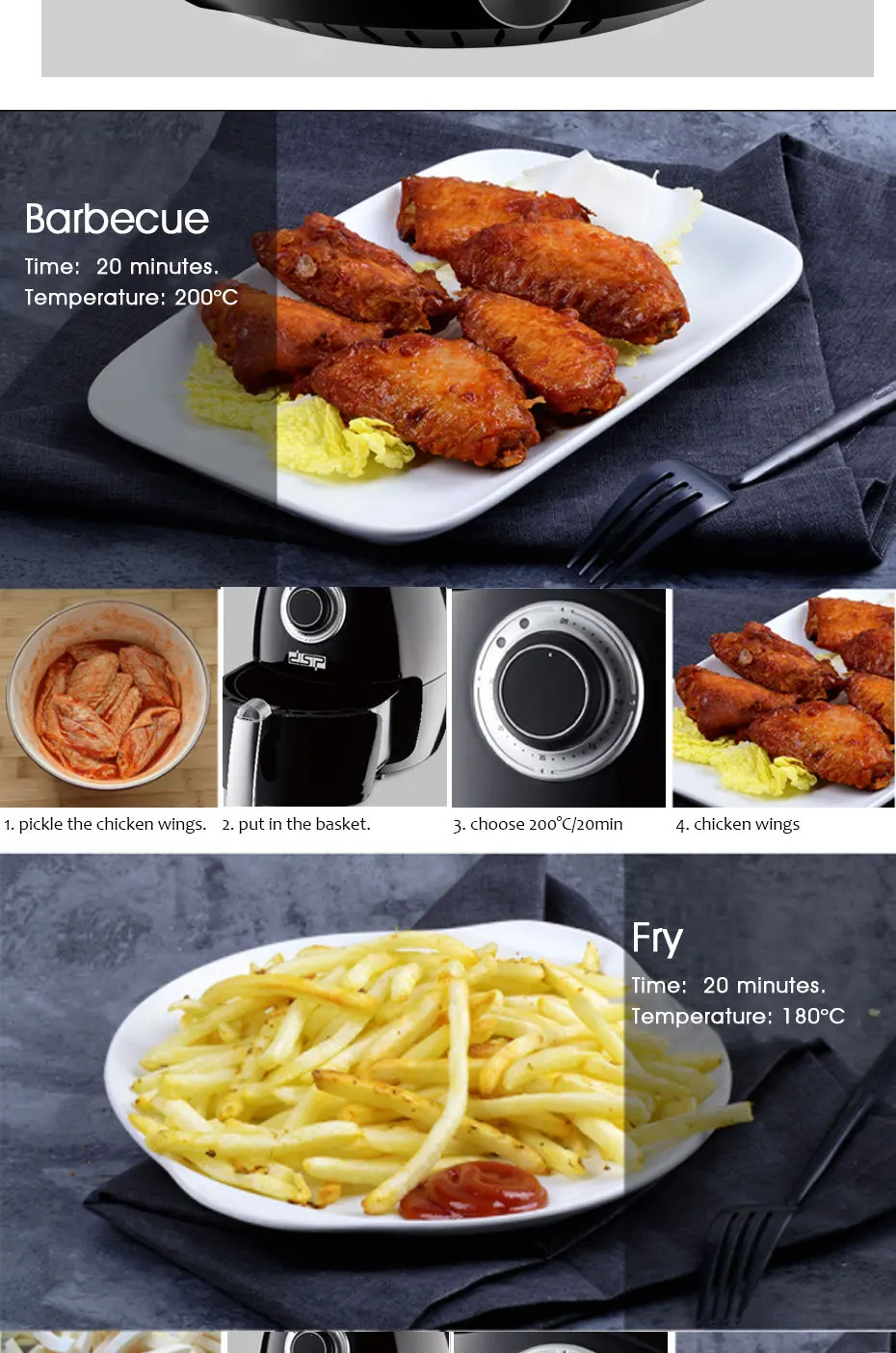 Forno de Fritadeira de ar Máquina de Lavar Segura para Cozinha de Casa Elétrico Combo Airfryer Louça Antiaderente-cesta Cozinhar Oilless Fogão 2.6l Computers & Electronics