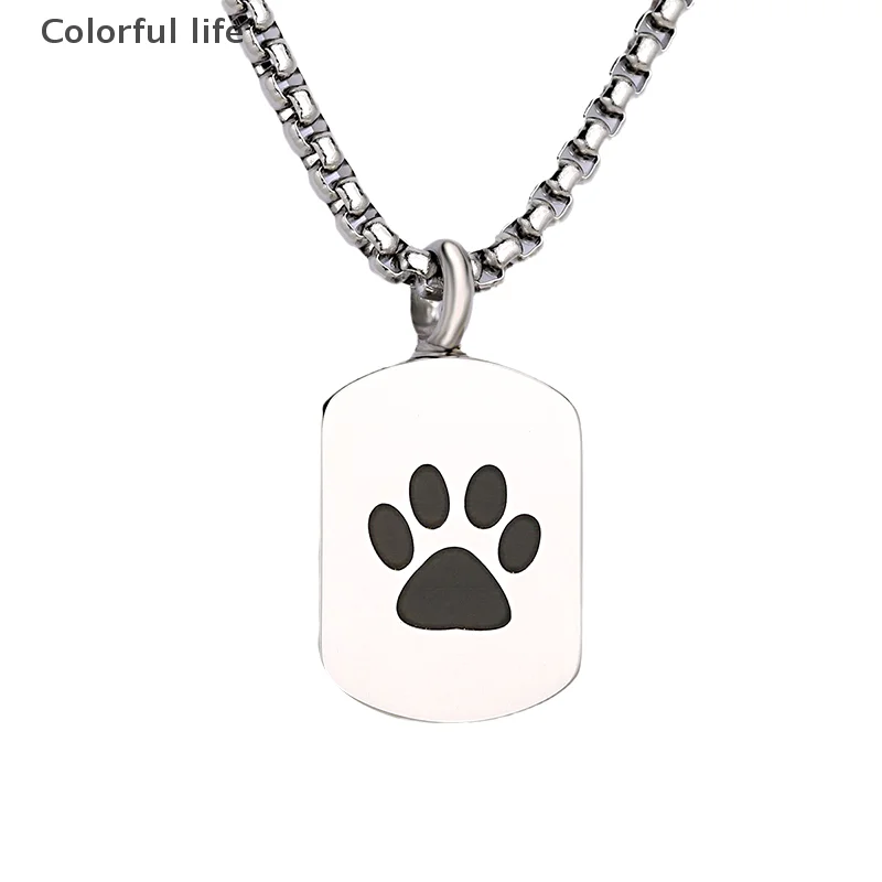 Pet Paw Stainless Steel Memorial Urn Pendants Dog Cat Ashes Holder Cremation Necklace Memorial Jewelry Pet Pendants