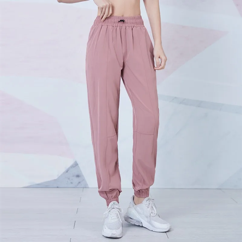 

Summer Stretch Fabric Sports Pants Loose Outdoor Running Closure Strap Casual Cycling Pants High Waist Comfortable Fitness Pants