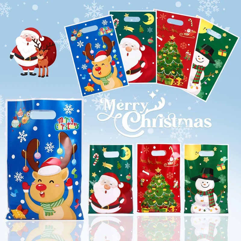 50 Stück Weihnachten Santa Süßigkeiten Taschen Weihnachten Goodie Cookie Taschen für 2025 Weihnachten Winter Urlaub Party Gastgeschenke Geschenke Neujahr 2026 – Detail 1