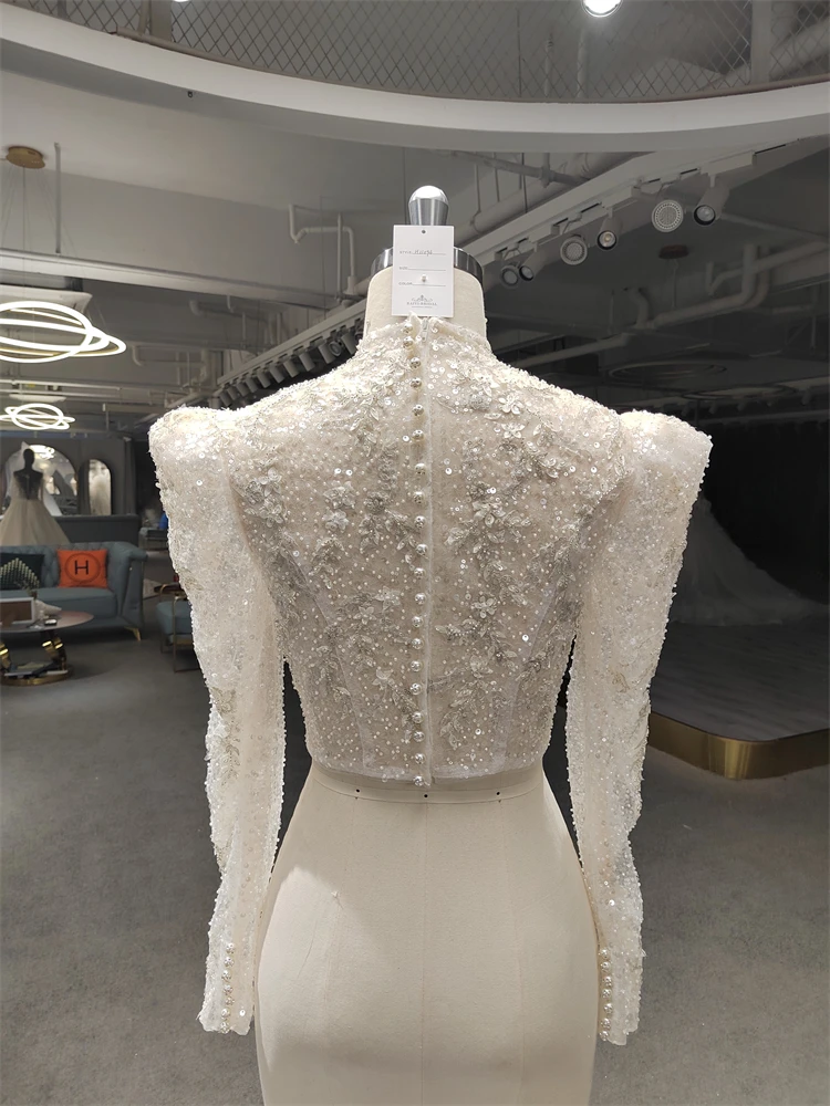 Bride Accessories Long Sleeve High Neck Shinny Jacket Of Wedding Dresses For Girls To Wear