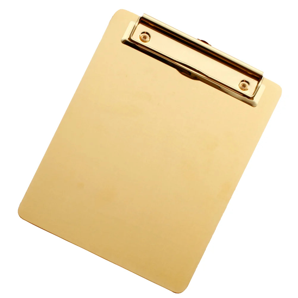 

Stainless Steel A4 Trade Clipboard File Organizer Writing Pad Board Memo Paper Holder for Office School Home Golden Size