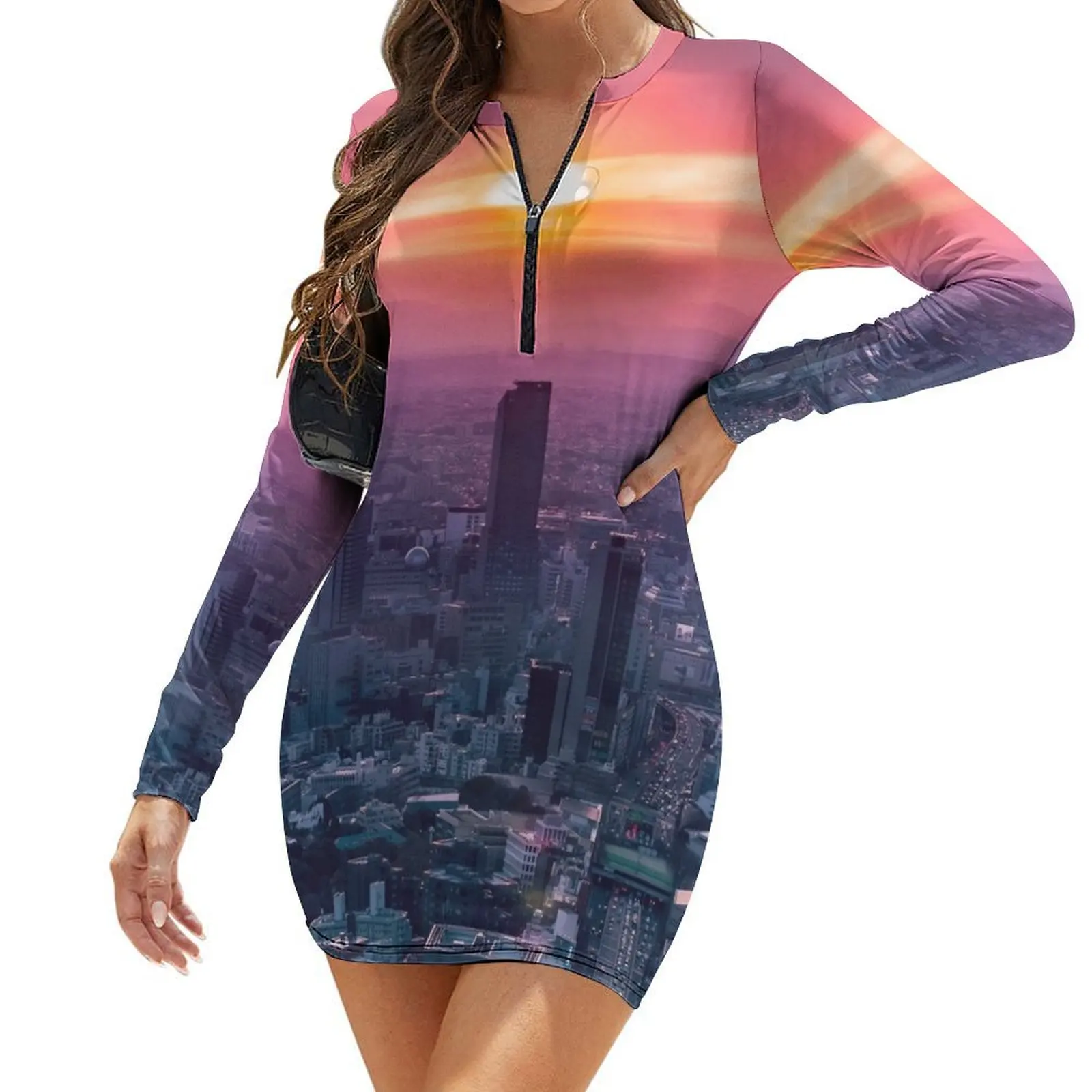 

Sunset over Tokyo Long-Sleeve Bodycon Dress dresses for women 2024 ladies dresses for special occasion dresses for woman