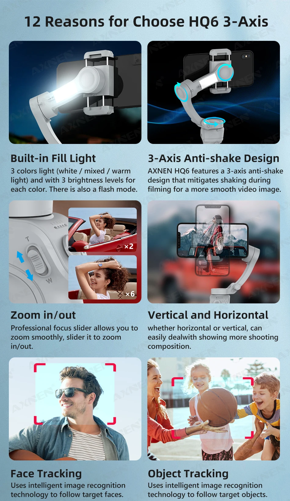 3-axis Gimbal Stabilizer For Smartphone With Fill Light & Tracking_voghion.com