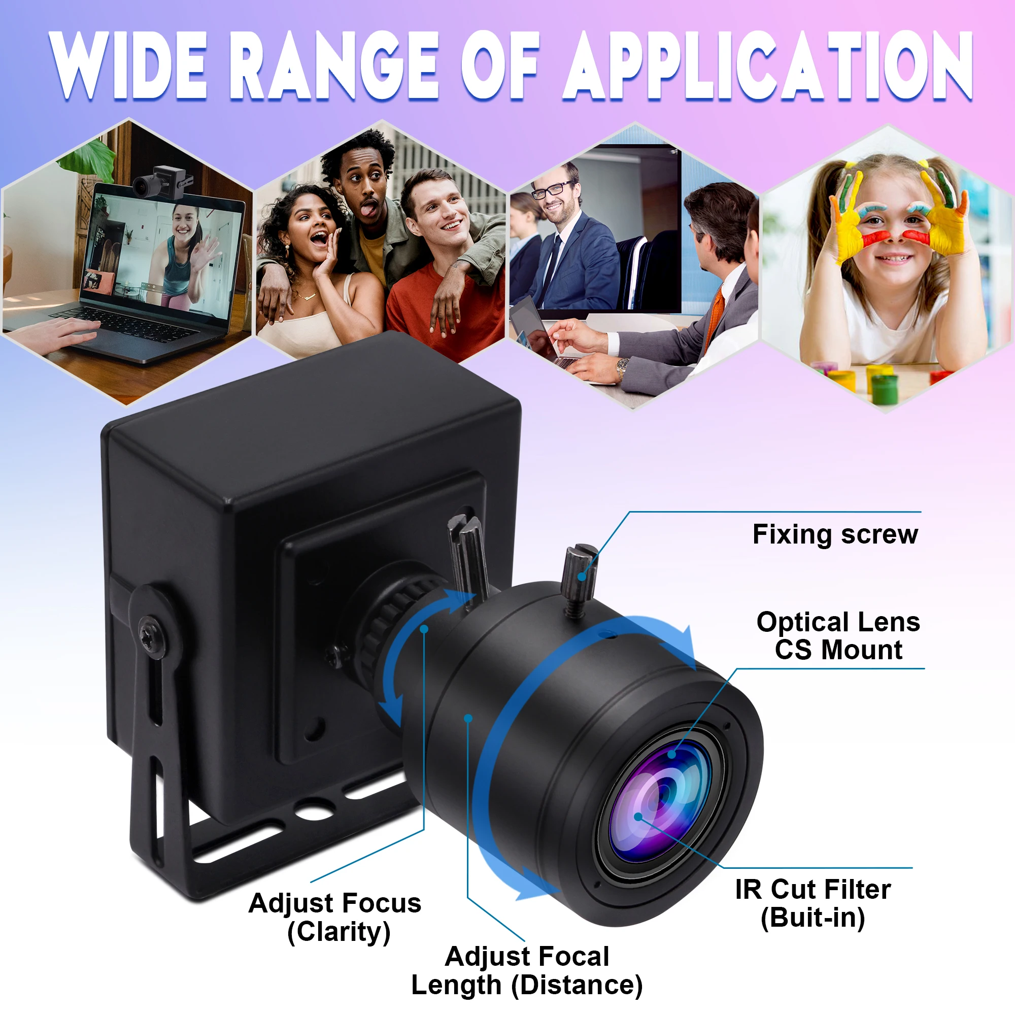 ELP VGA 640X480 MJPEG 60fps CMOS USB 카메라 OV7725 미니 마이크로 상자 웹 카메라 2.8-12mm Varifocal 렌즈