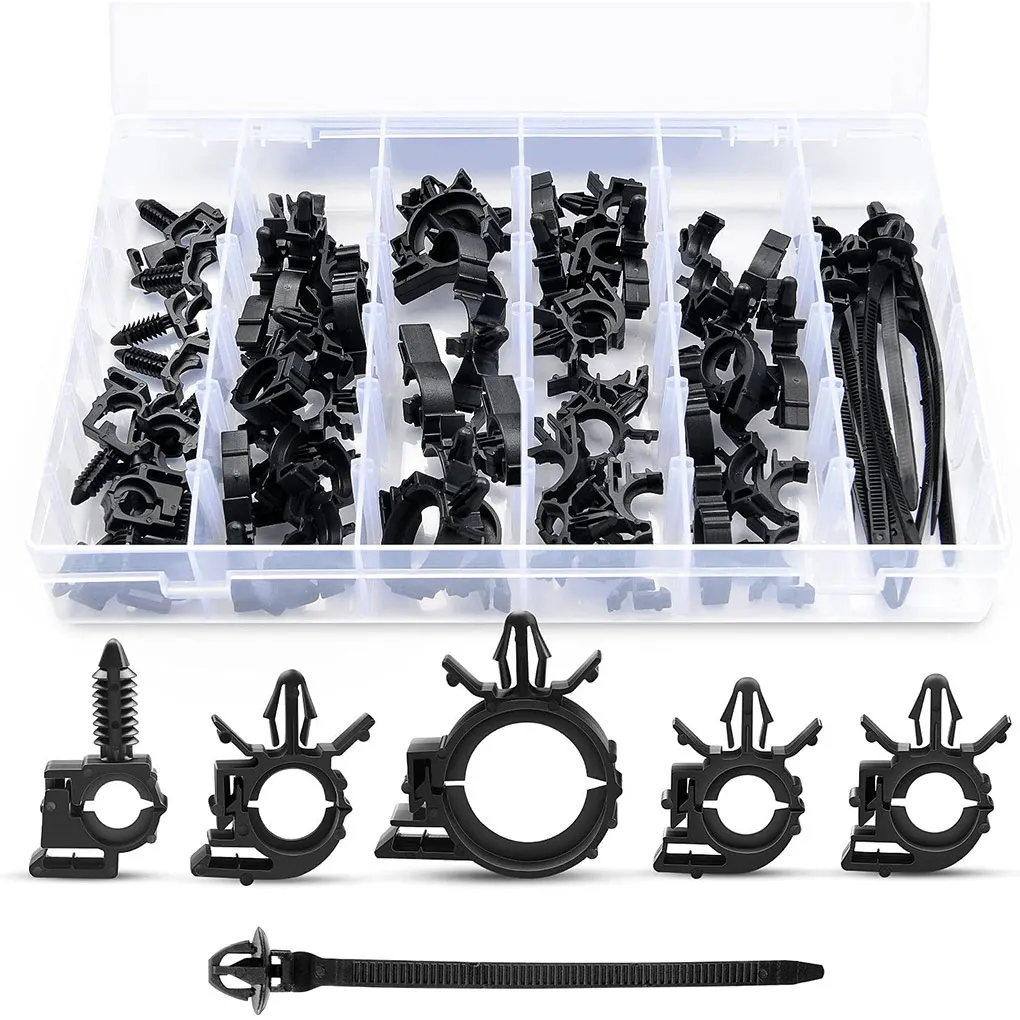 

60pcs/Box Car Wiring Harness Fastener Assortment Portable Auto Vehicle Automobile Routing Retainer Clip Pipe Fixing