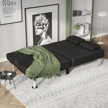 Modern Futon Sofa Bed with Cup Holders 1