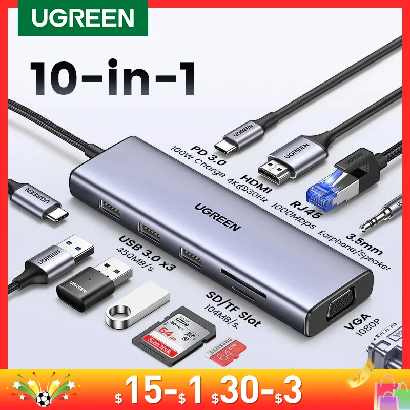 Uzelený USB náboje 4K HDMI adaptér USB C na RJ45 USB 3.0 PD 100W dok pro macbook pro vzduch M2 M1 USB-C typ C 3.1 rozbočovač USB C náboje