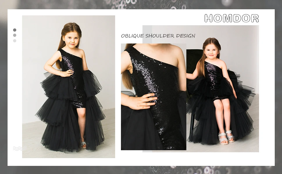 One-Shoulder Pailletten Pagent Kleider Mädchen