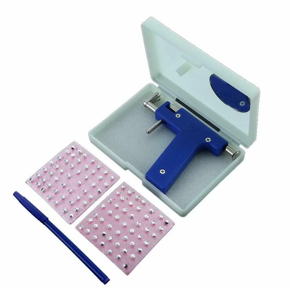 Ear Piercing Tool Body Piercing Kit Piercing Tool Pro Ear Body Nose Navel Lips Tongue Piercing Gun Machine Supply Tool Kit Set 98pcs Ear Studs Healthy Safty Sterile Piercer