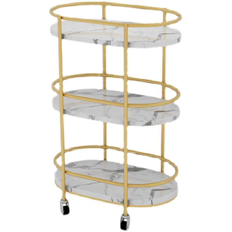 

Nordic Iron Marble Pattern Salon Trolleys Beauty Salon Tool Carts with Wheels Nail Salon Cosmetic Storage Shelf Home Snack Cart