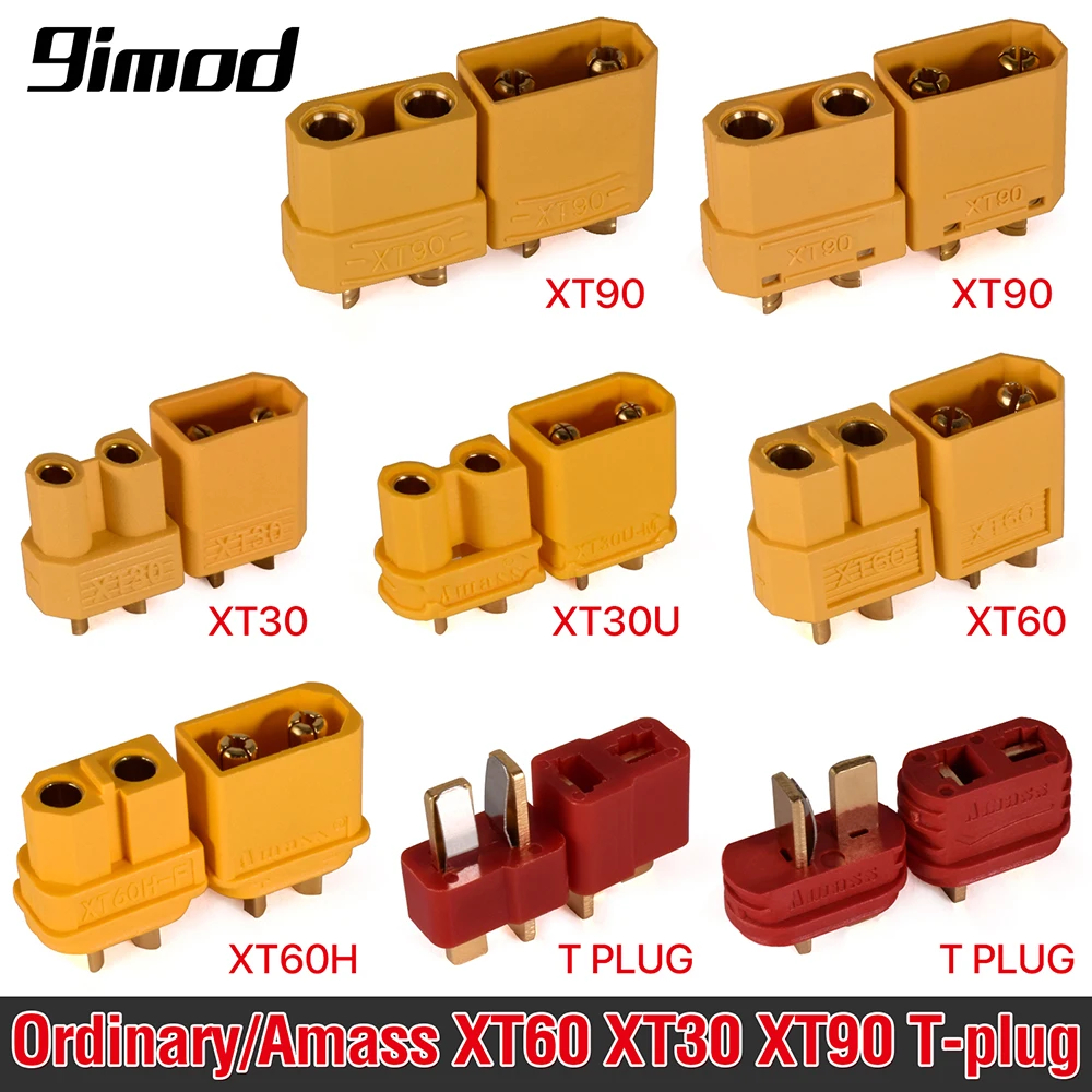 

9IMOD 5/10pairs XT60 XT30 XT90 T-plug Male Female Bullet Connectors Amass XT30U XT60H XT90 T Plug Deans for RC Lipo Battery