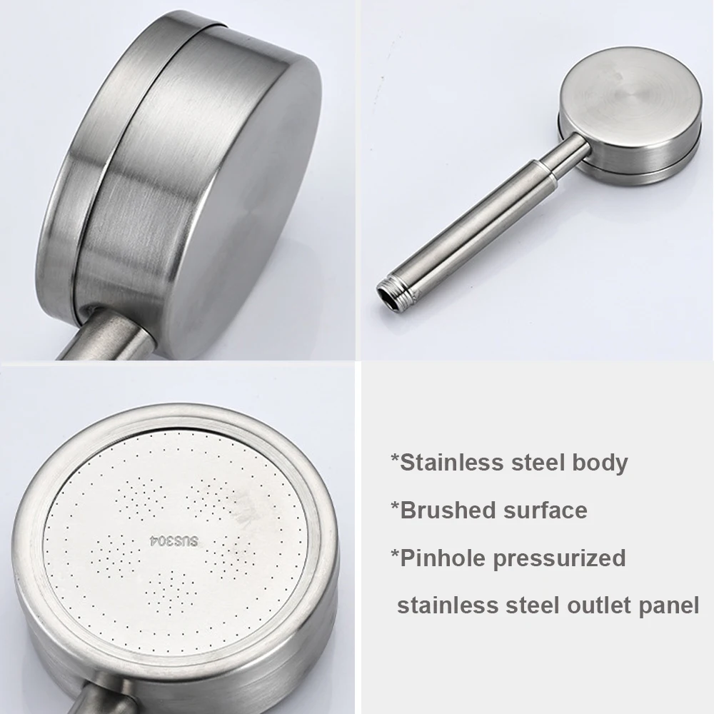 Black Silver 304 Stainless Steel Shower Head High Pressure Handheld Sprayer Fall Resistant Showerhead Bathroom Accessories