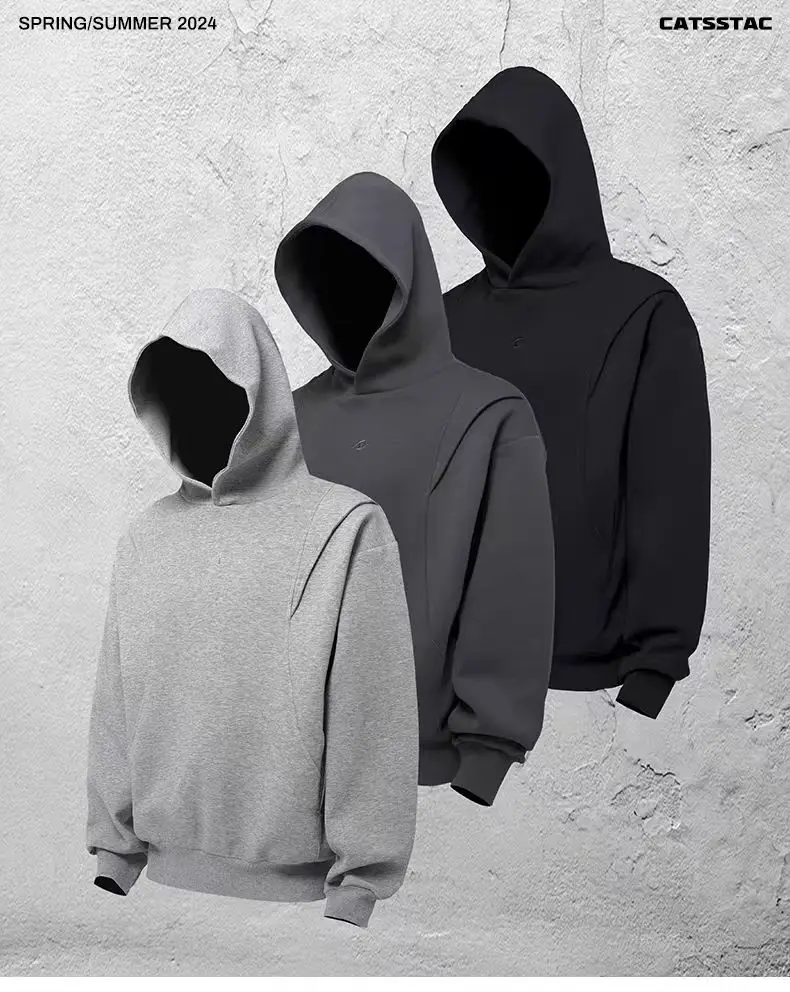 C  Loose leaf cutting hoodie space cotton polyester material embroidery logo casual minimalist cleanfit -