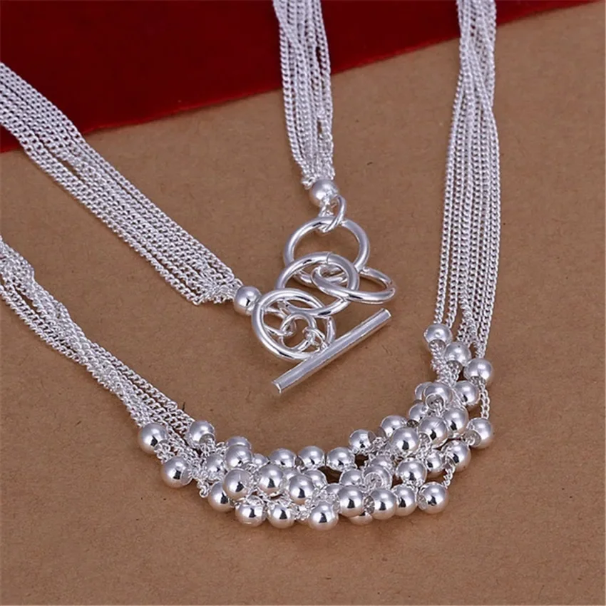 

Fine 925 Sterling Silver Charm Necklace Fashion Jewelry Beads For Woman High Quality Chain Women Lady