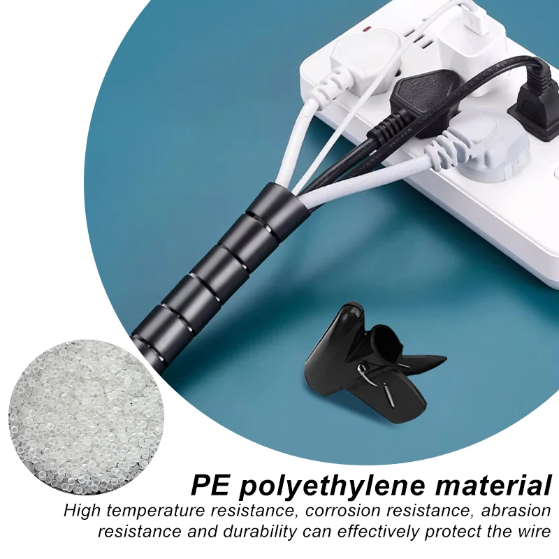 2M 8/10/16mm 유연한 나선형 케이블 주최자 보관 파이프 가전 제품 코드 보호 튜브 데스크 깔끔한 케이블 액세서리