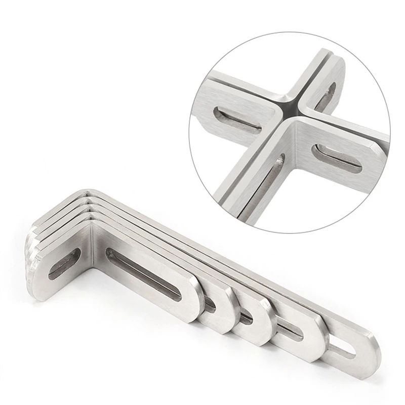 Stainless Steel Angle Bracket 5Pcs Adjustable 90 Degrees Right Angle Fixed Sheet Metal Equipment Movable