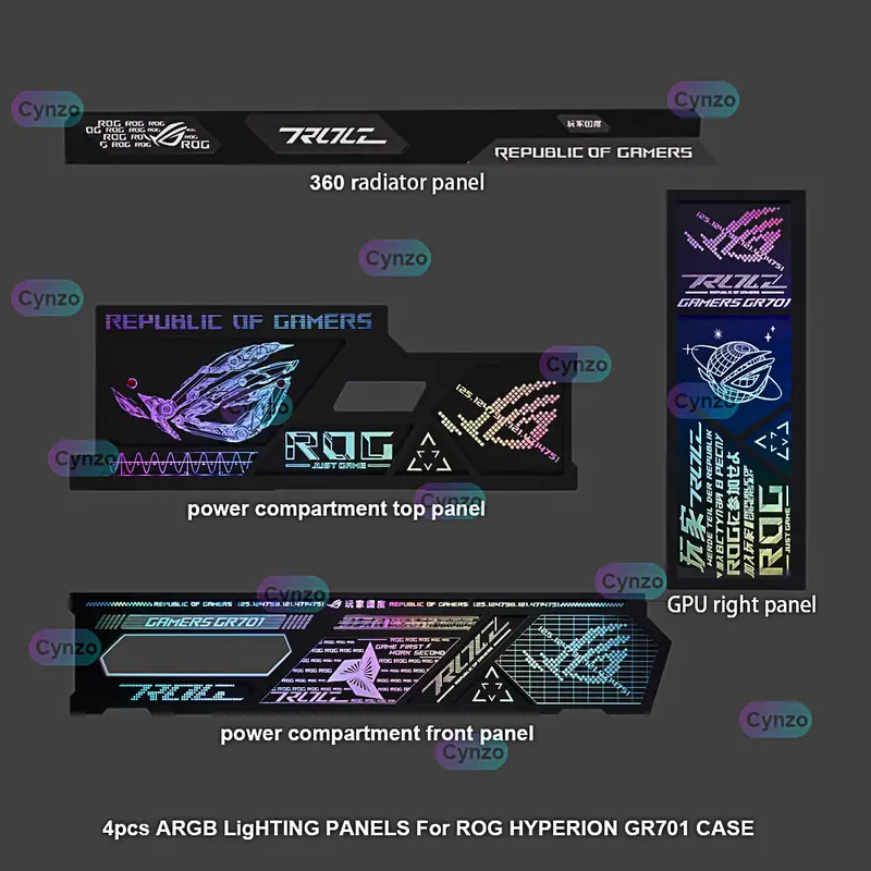 4pcs Kit ARGB Lighting Panels for ROG HYPERION GR701Case,MOD Gamer Cabinet Lightboard Kit,Refit Chassis Plate AURA SYNC - Image 6