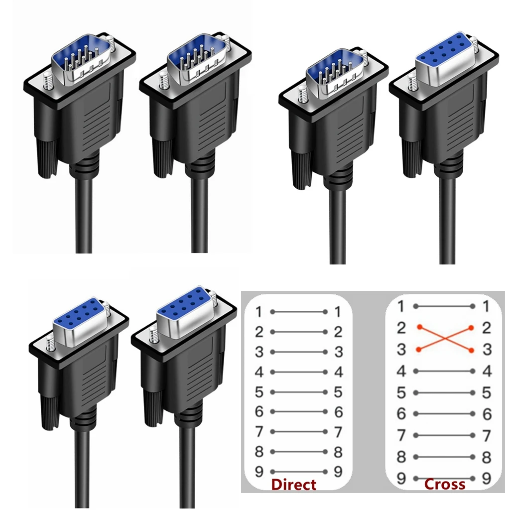สายเชื่อมต่อ RS232 9-Pin ขยายระยะ 1-1 สำหรับคอมพิวเตอร์