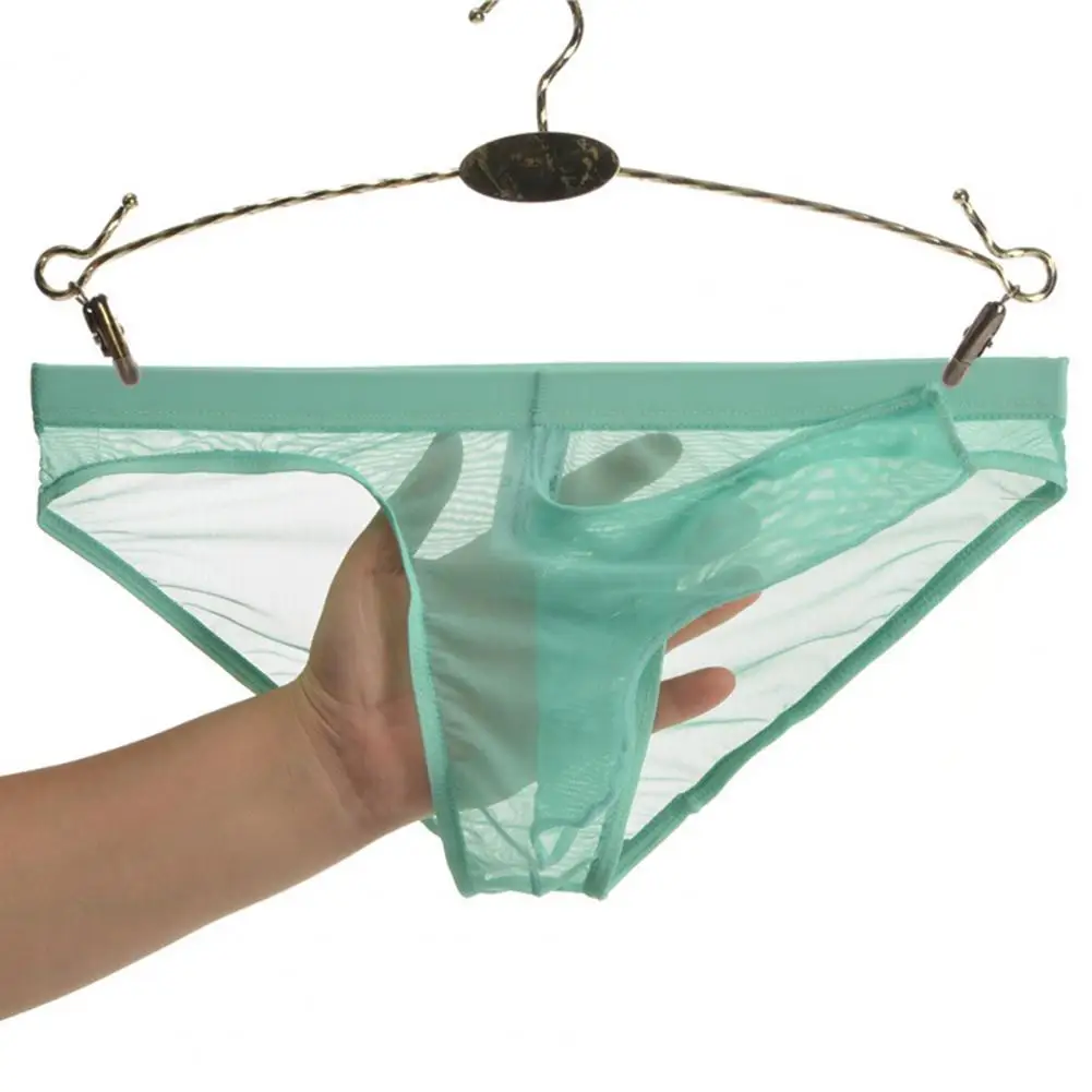 Men's Underwear Transparent Boxers Bulge Ice Silk See Through Low Rise 3D Elephant Nose Men Briefs Sexy Net Yarn Panties Sexy