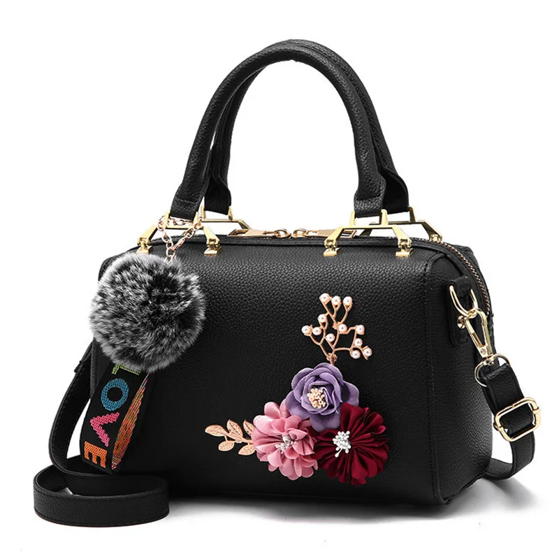 2022 New Fashion Flowers Designer Pu Leather Crossbody Bags for Women Vintage Small Shoulder Handbags Female Casual Top-Handle
