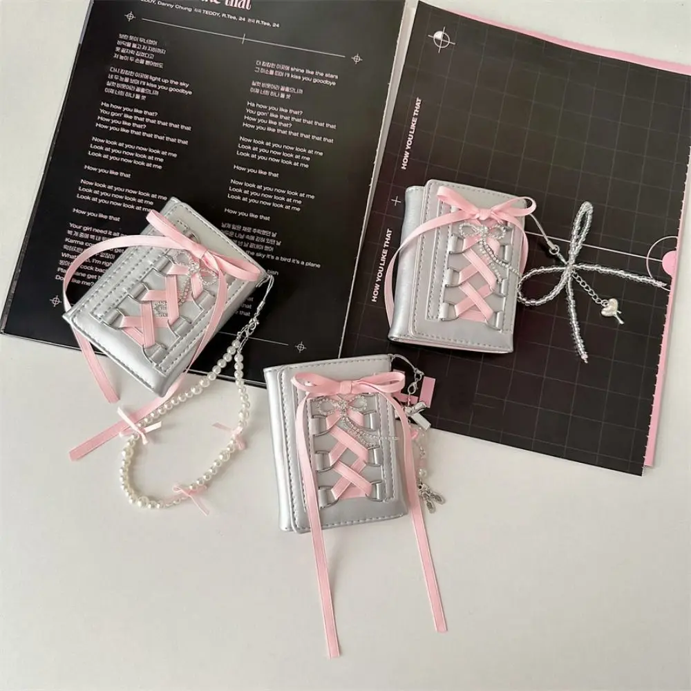 Casual New Y2k Silver Sweet Wallets Strap-on Designer Original Short Coin Purse Korean Style Ballet Style Pouch Women Girl 3