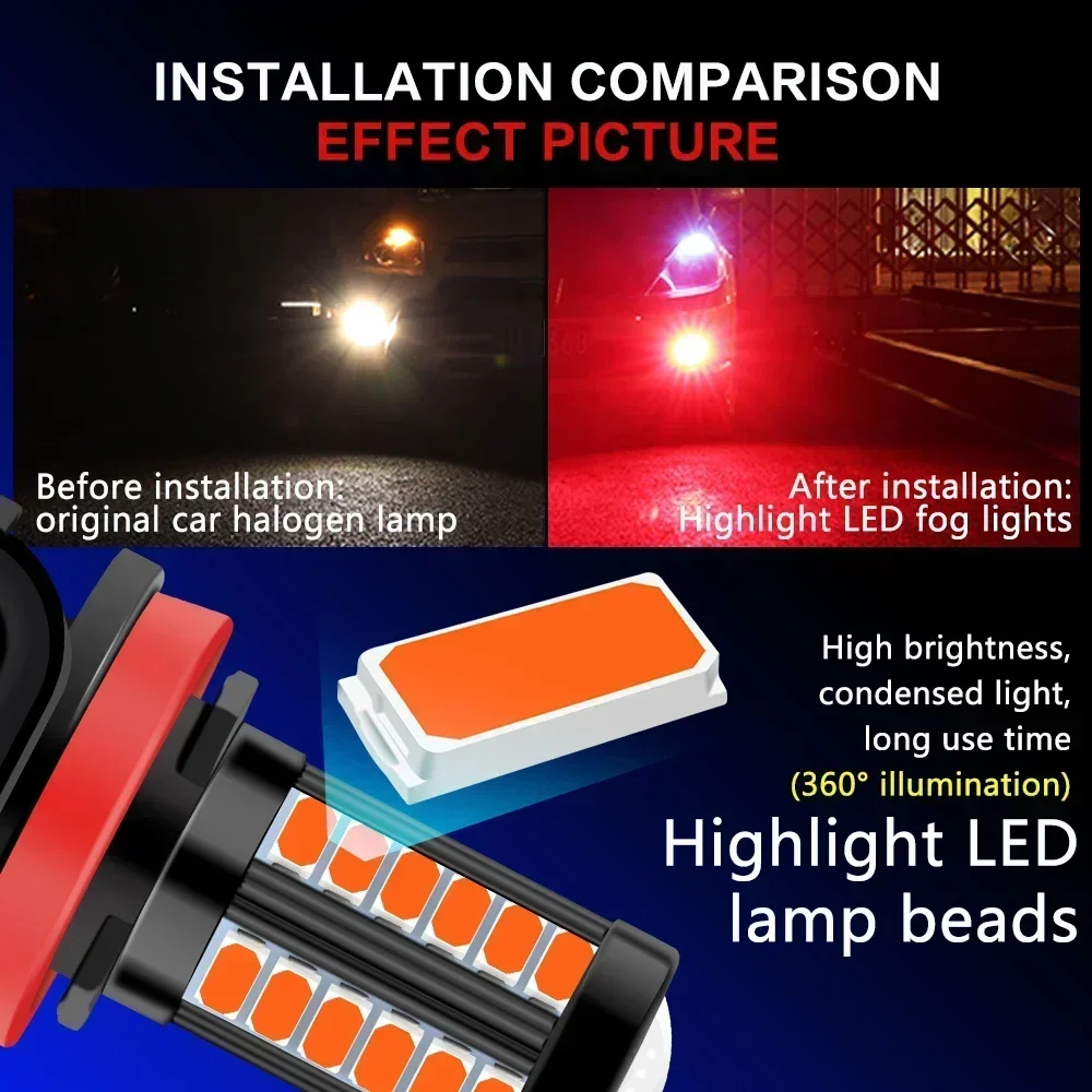 H11 H8 H4 H7 9005 9006 LED Fog Light Bulbs Extremely Bright Car DRL Driving Fog Lights 5730 33SMD 12V White/Amber/Red/Blue/Pink led light led bulb led fog light fog and headlight bulbs